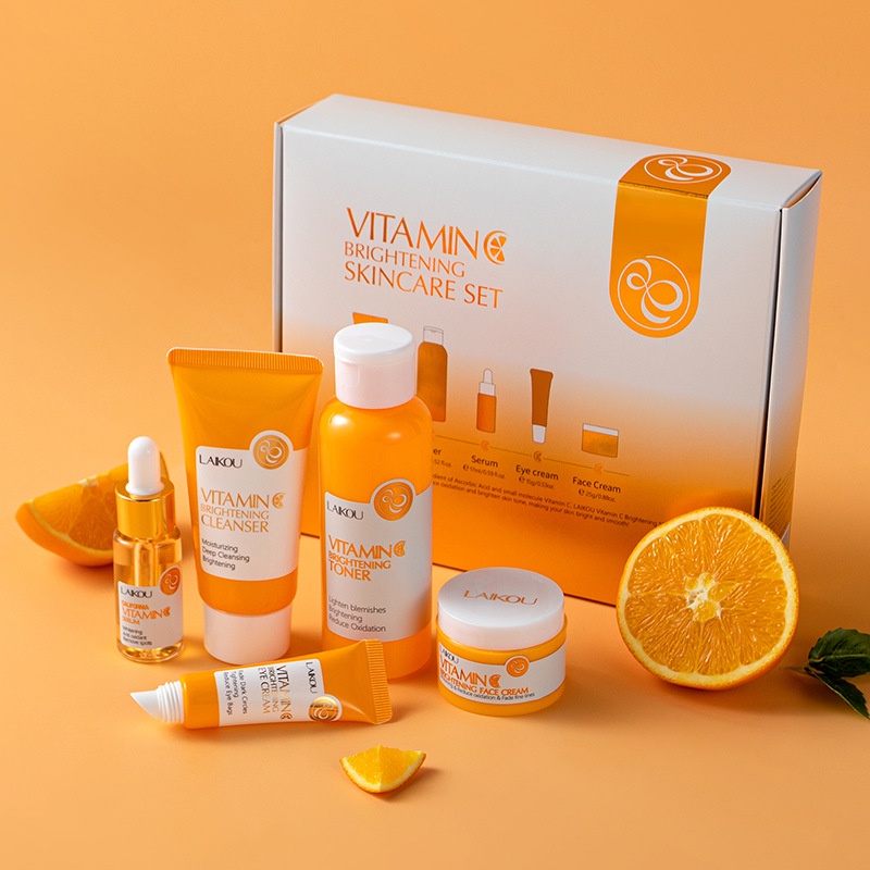 Bộ chăm sóc da 5 cái LAIKOU Vitamin C để dưỡng ẩm và làm trắng da mặt