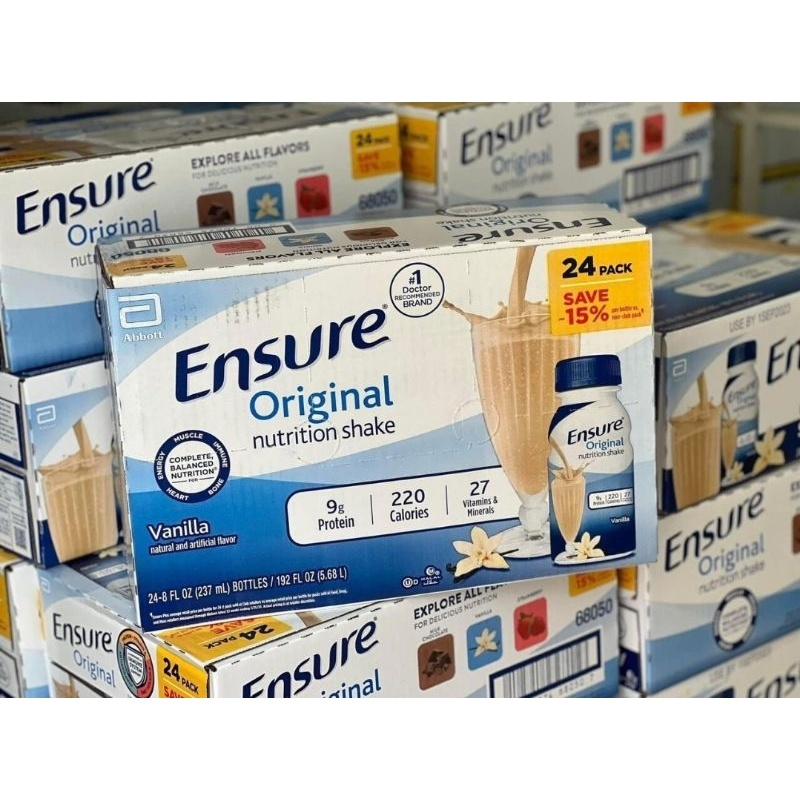 Thùng 30 chai sữa Ensure nước Original Nutrition Shake hương vanilla 237ml của Mỹ