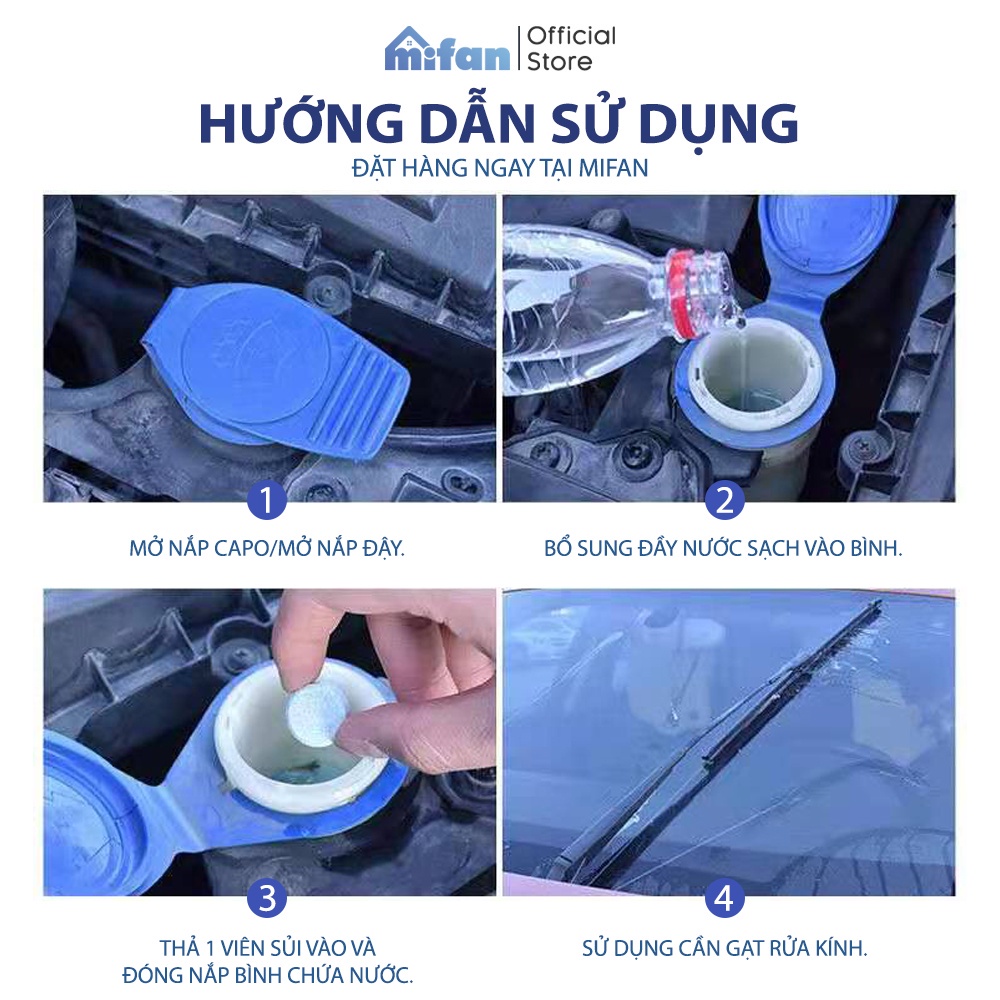 Viên Sủi Rửa Kính Xe Hơi Ô Tô Cao Cấp - Siêu Rẻ - viên sủi vệ sinh kính