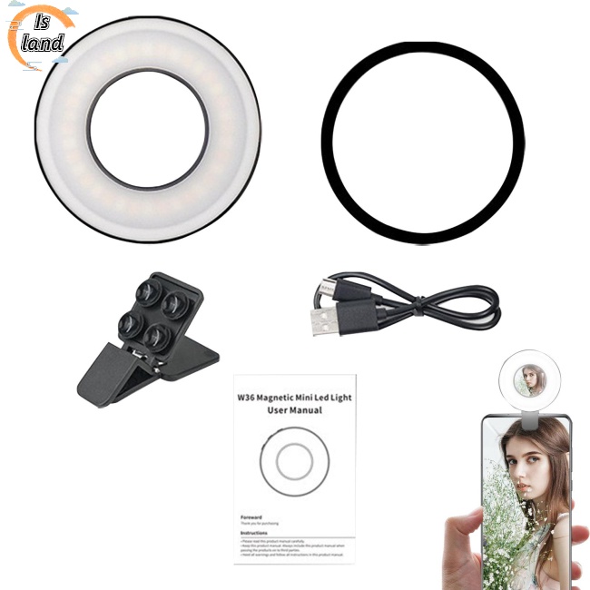 Gương Trang Điểm Mini Có Đèn Led W36 Có Thể Sạc Lại Bằng Cổng Usb Cho Điện Thoại