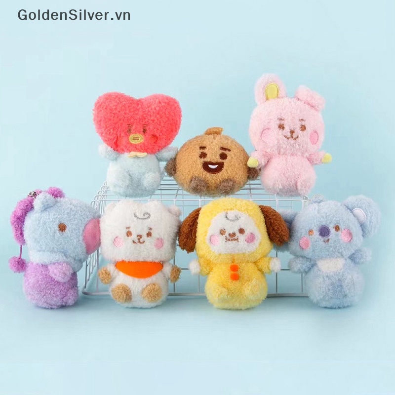 Móc Khóa Hình Đồ chơi nhồi bông BT21 Kpop Goldsilver 10CM Đáng Yêu