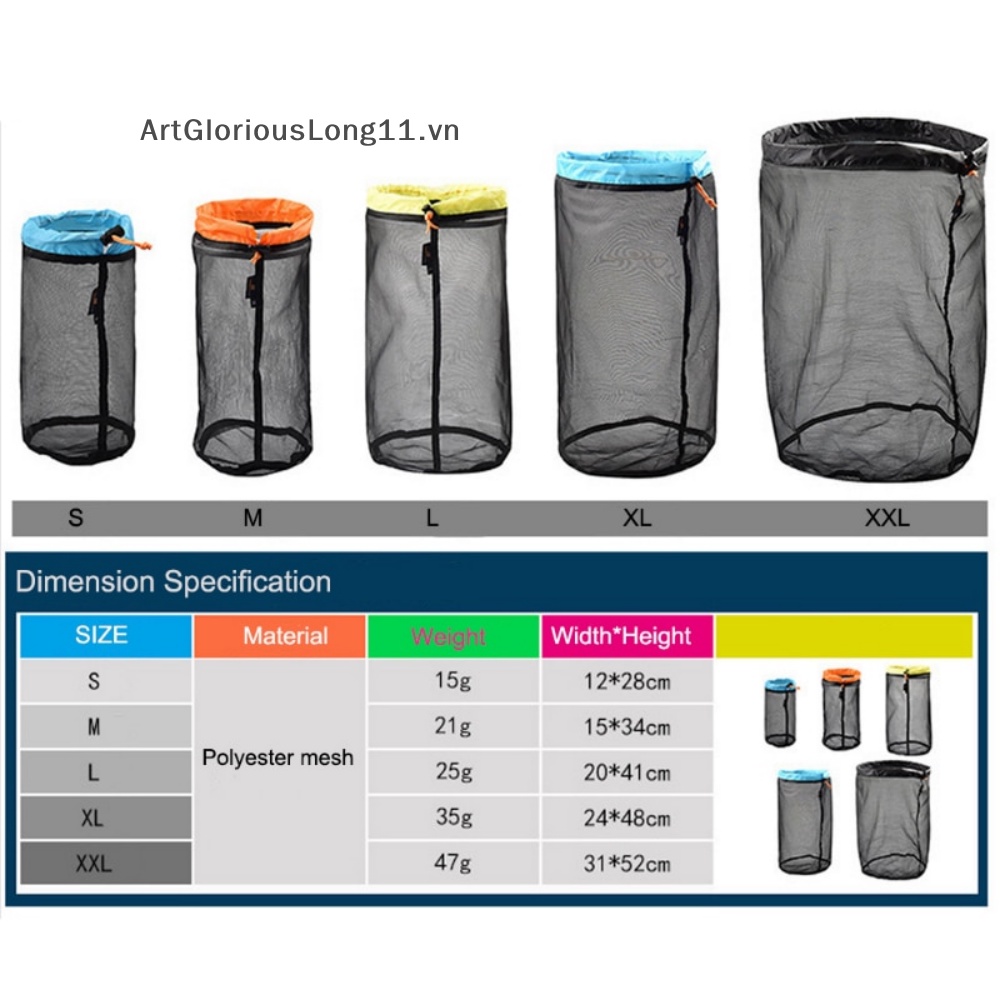 Túi Lưới Dây Rút Siêu Nhẹ Đựng Đồ Du Lịch / Cắm Trại Ngoài Trời Tiện Dụng