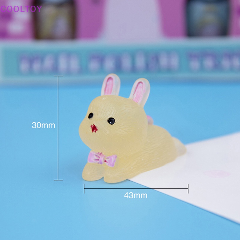 Cooltoy Bộ 4 Tượng Thỏ Mini Bằng Nhựa Resin Dạ Quang Phát Sáng Trong Đêm Trang Trí Tiểu C