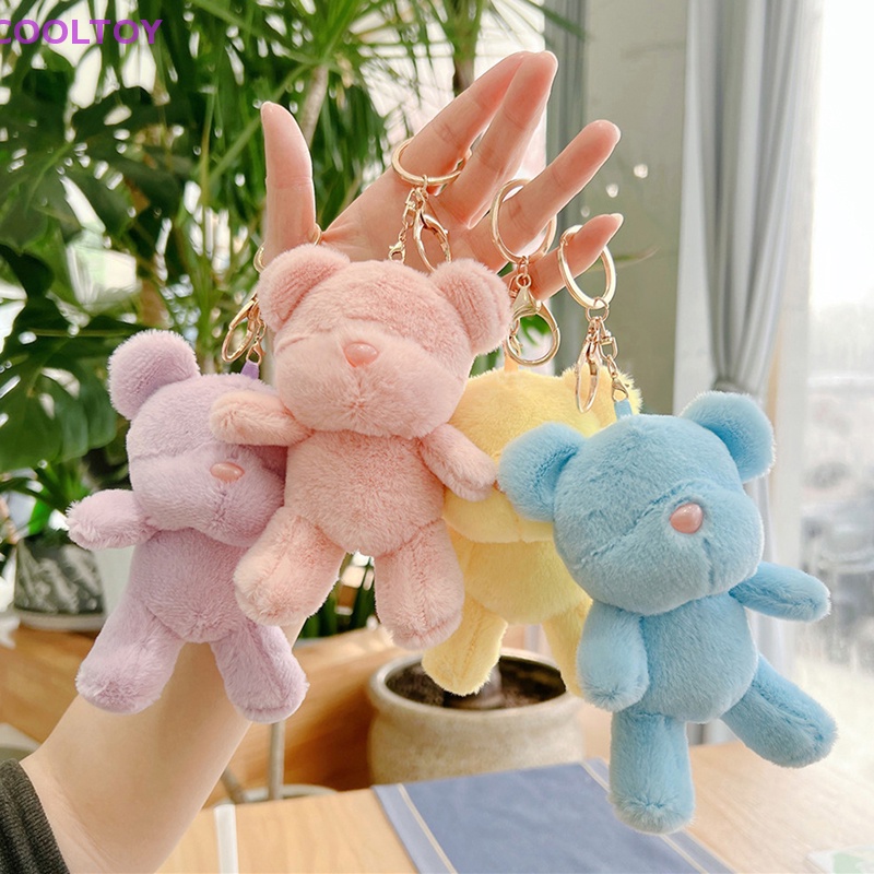 Móc Khóa Hình Gấu Bông Bằng Cotton Mềm Dễ Thương