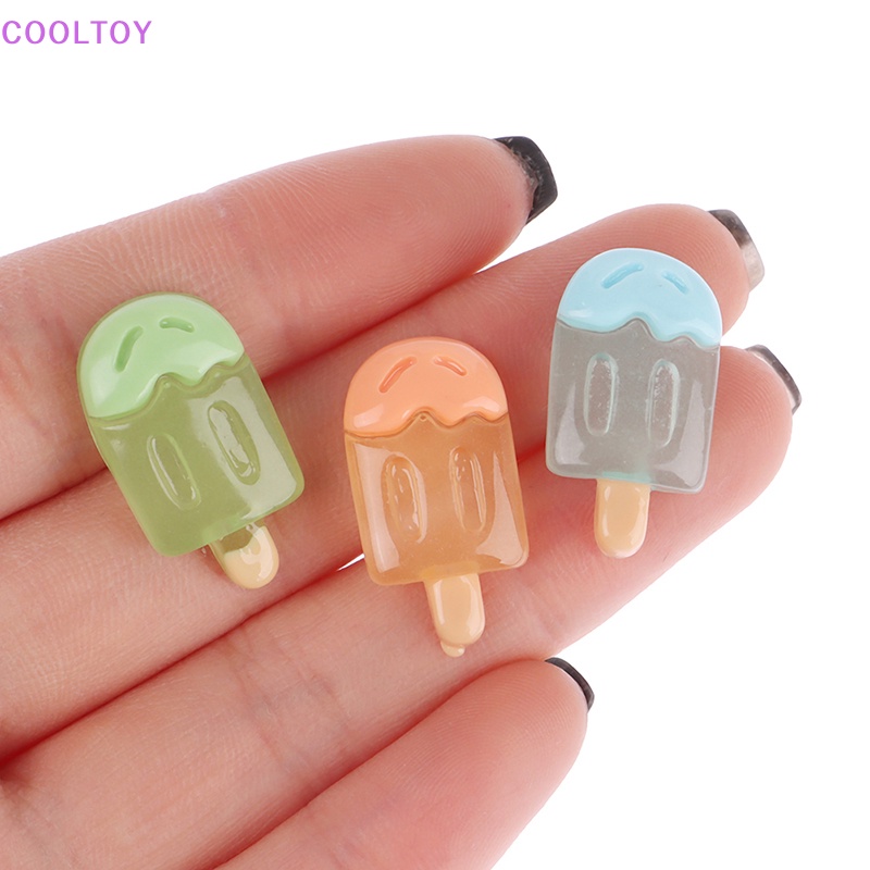 Cooltoy Set 2 Cây Kem Kẹo Mút Mini Bằng Resin Phát Sáng Màu Sắc Ngọt Ngào Dễ Thương Trang Trí Thủ Công DIY Quà Tặng Bán Chạy