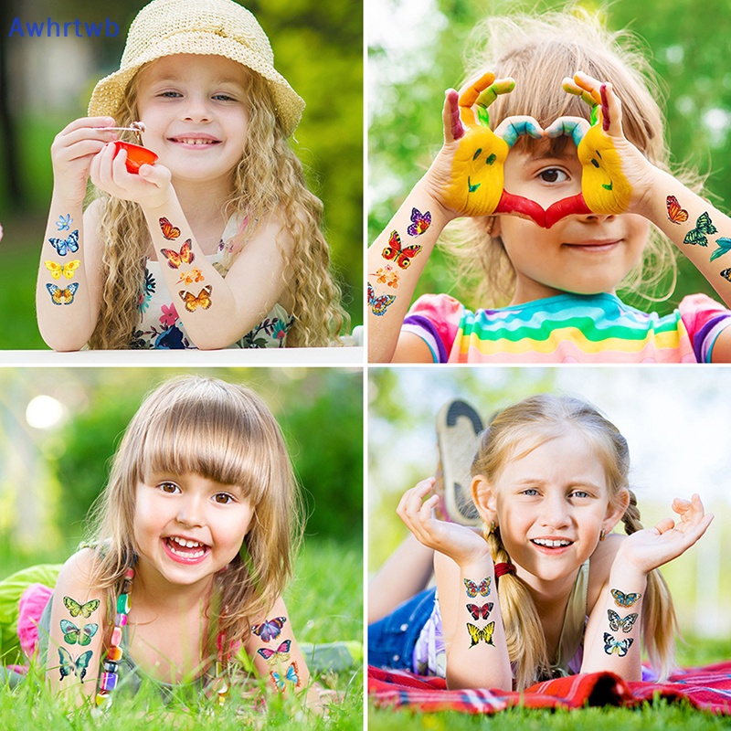 Set 10 Hình Xăm Dán Chống Thấm Nước Hình Bướm Nhiều Màu Sắc Dễ Thương Cho Bé Mới