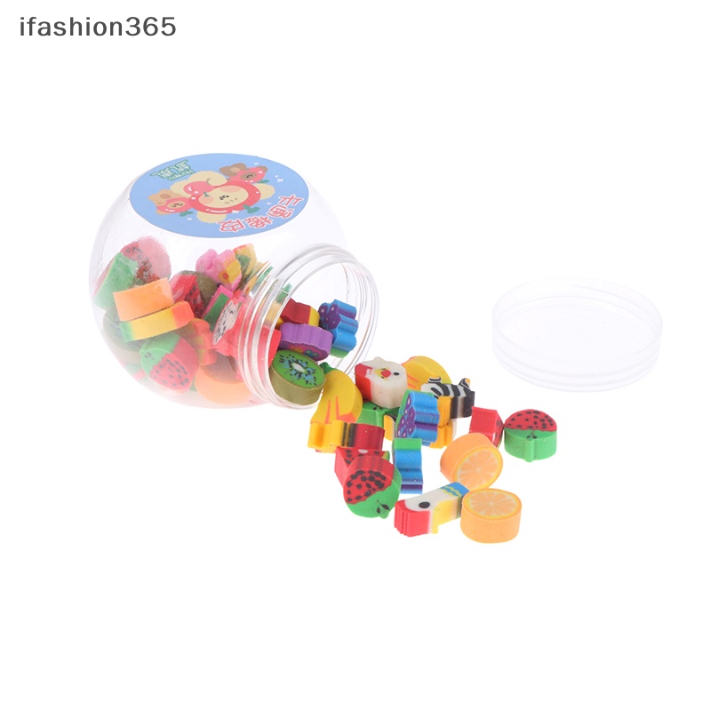 Set 50 Gôm Tẩy Mini Bằng Cao Su Hình Động Vật / Trái Cây Dễ Thương Sáng Tạo ifashion365