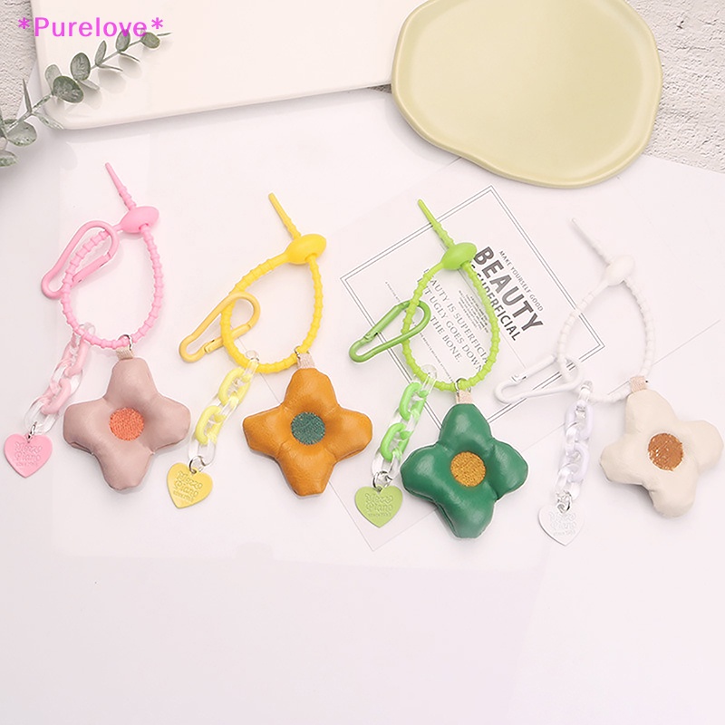 Móc Khóa Da Hình Hoa / Trái Tim Đáng Yêu Sáng Tạo Mới