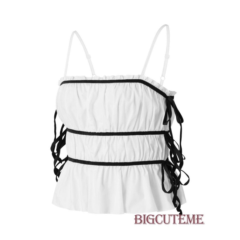 Áo Hai Dây Hở Lưng Cột Dây Xếp Ly Thời Trang Mùa Hè Quyến Rũ Cho Nữ