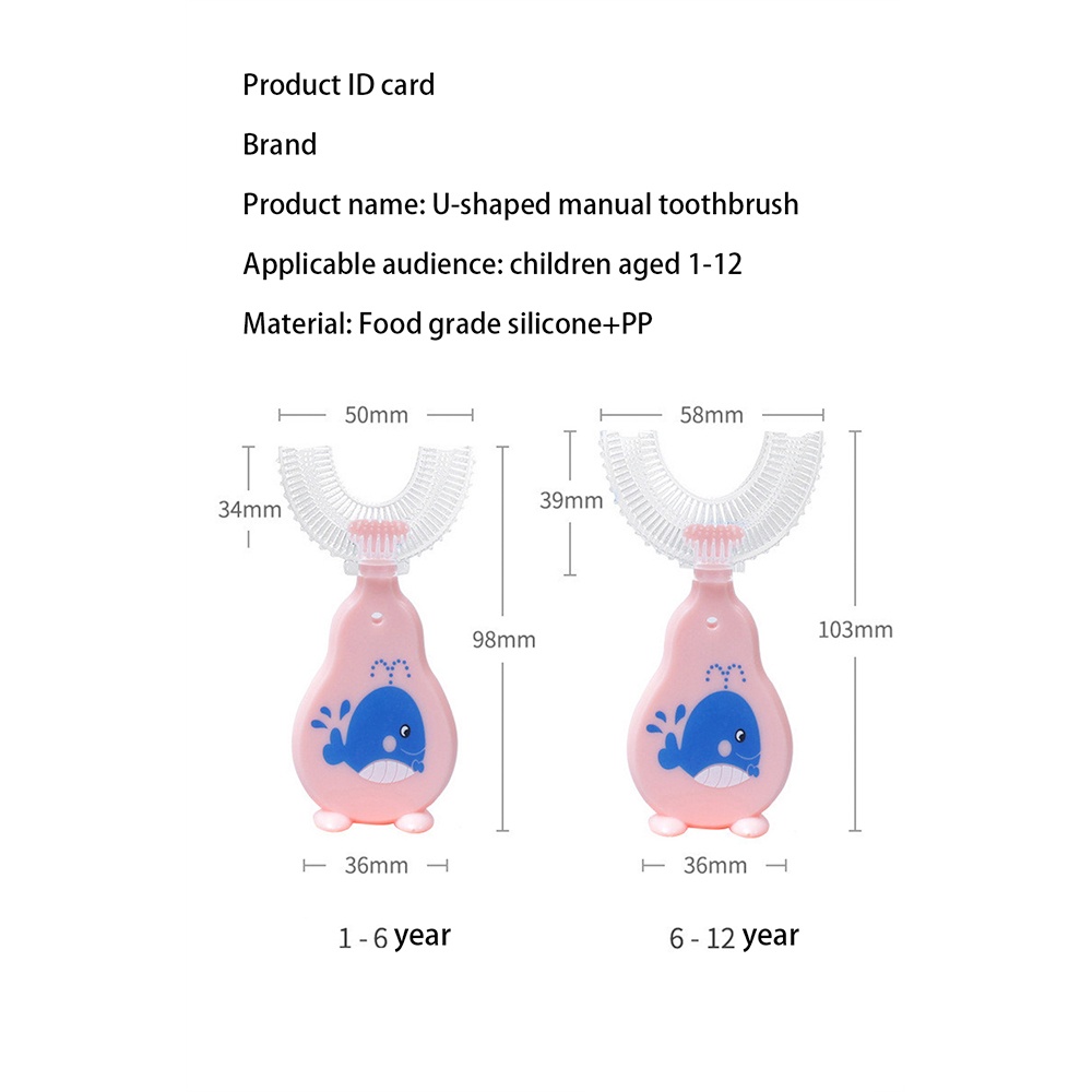 Bàn Chải Đánh Răng Silicon Xoay 360 Độ Hình Chữ U Họa Tiết Hoạt Hình Cho Bé 2-6 - 12 Tuổi