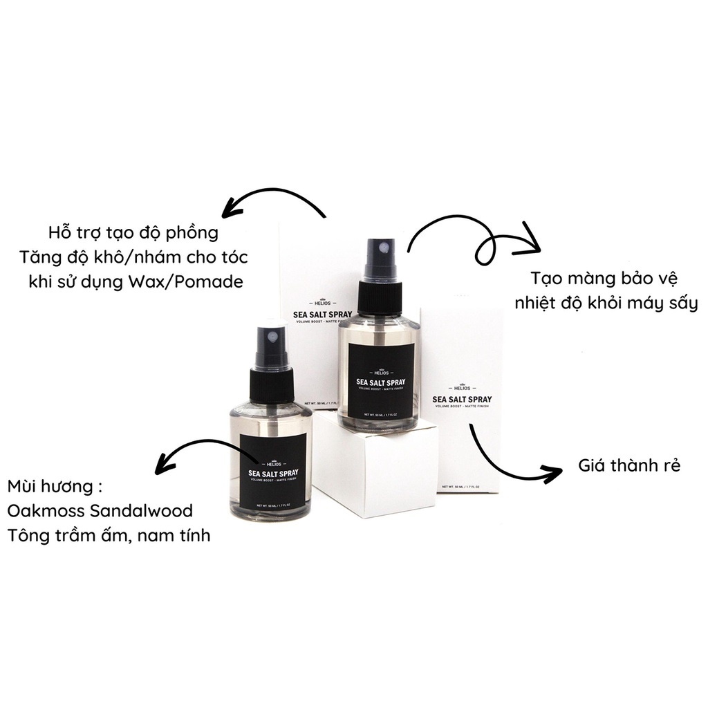 Chai Xịt Tạo Phồng Helios Sea Salt Spray chính hãng