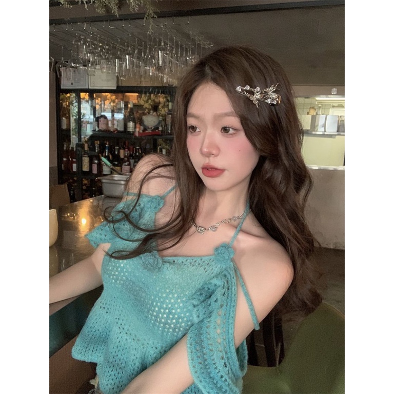 Áo Sweater Dệt Kim Dáng Ôm Ngắn Phong Cách Desire Thời Trang Mùa Hè Ngọt Ngào Cho Nữ