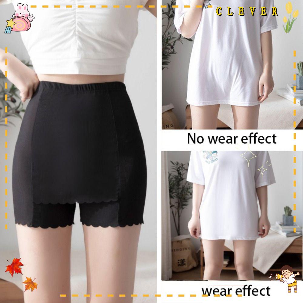 Quần Legging Ngắn Mặc Váy Hai Lớp Bằng Lụa Mát Không Đường May