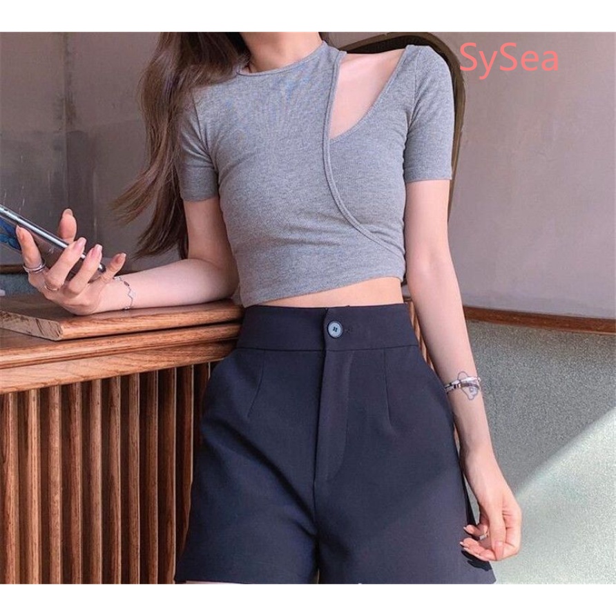 Áo Kiểu Trễ Vai Dáng Ôm Thời Trang Mùa Hè Phong Cách Hàn Quốc Quyến Rũ Cho Nữ