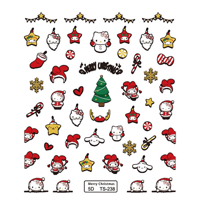 Tự Sản Xuất Bán Chạy Nhãn Dán Móng Tay Dập Nổi Ba Chiều Hình Nón Đỏ Giáng Sinh Dành Cho Nam