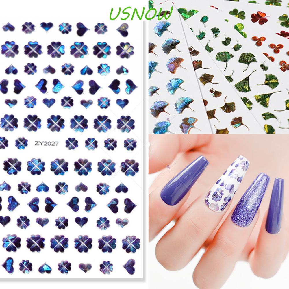 Miếng Dán Trang Trí Móng Tay Họa Tiết Cỏ Bốn Lá May Mắn 3D