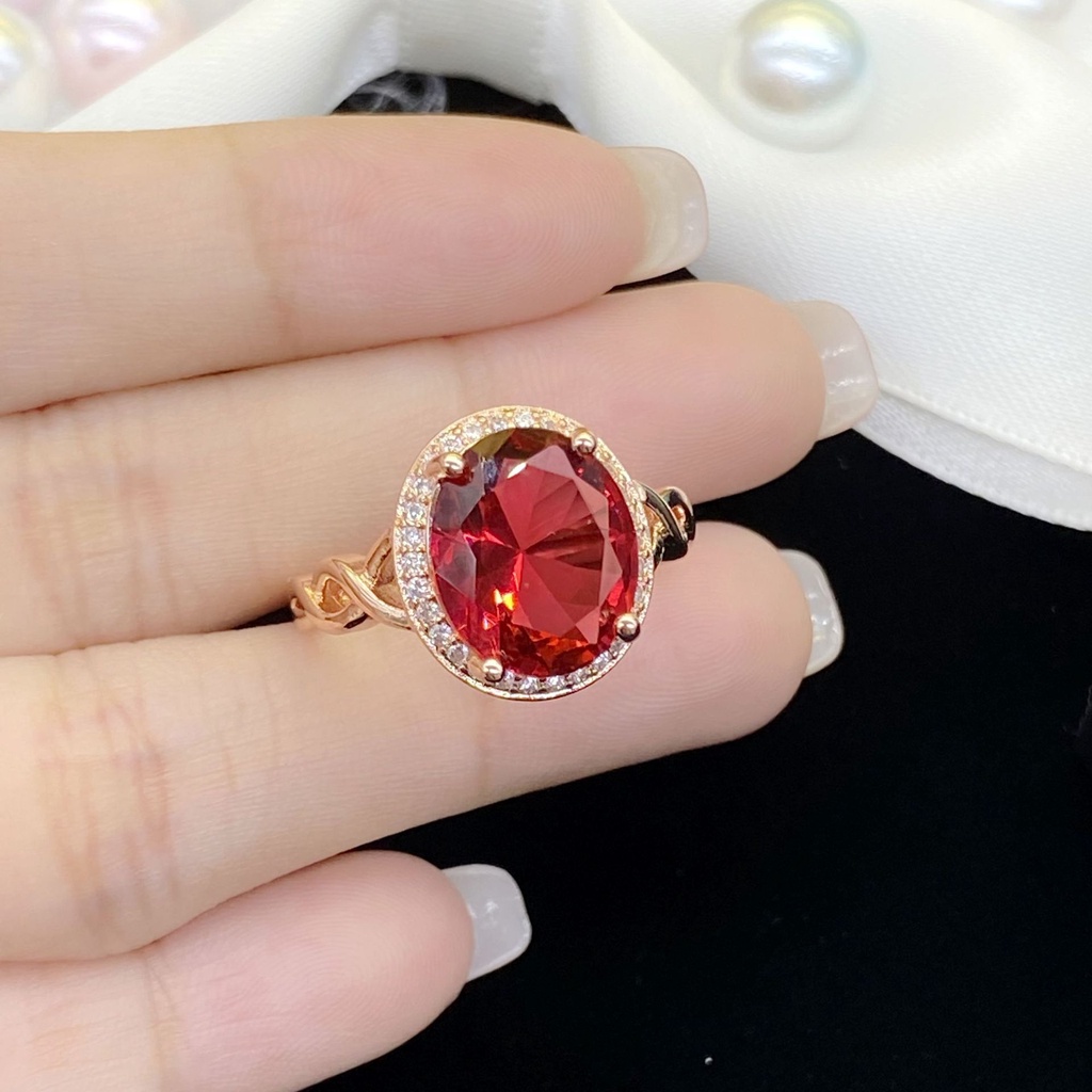 ♥ Hàng Mới Về Mới Nhẫn Đính Đá Rubellite Hình Oval Nhiều Màu Thời Trang Cao Cấp Cho Nữ