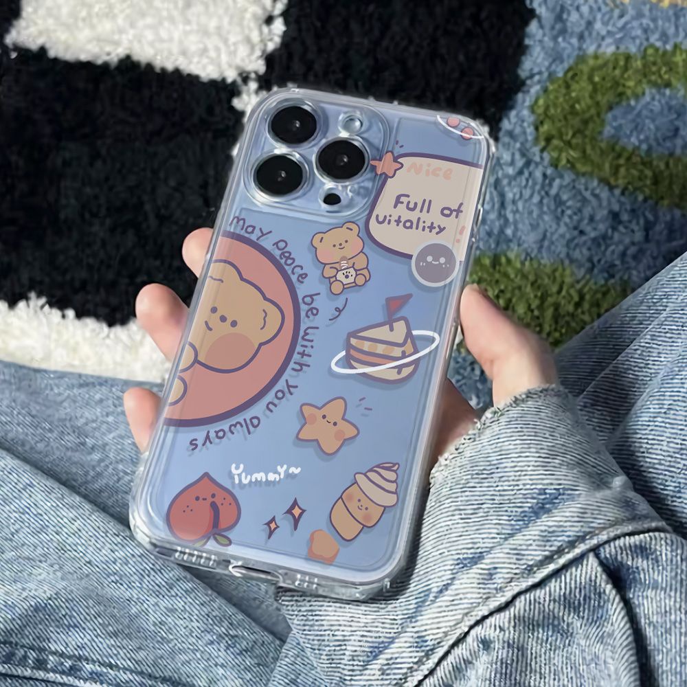 ✅Ốp Điện Thoại Mềm Chống Sốc Họa Tiết Gấu 6In Đơn Giản Cho iPhone12plus1378max 14pro 11 98FZ