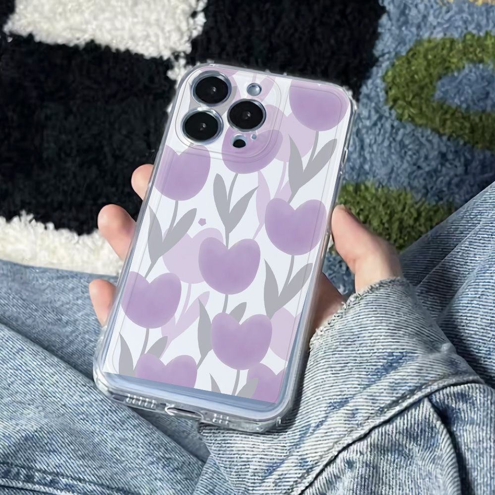 ✅Ốp Điện Thoại Mềm Chống Sốc Hình Hoa Tulip 6In Cho Iphone 78 12 13max 1114pro B6UJ
