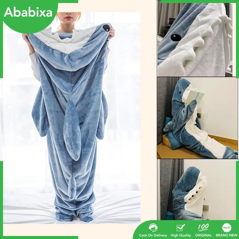 [Ababixa] Chăn Bông Ngủ Có Mũ Trùm Hình Cá Mập Dễ Thương Dùng Hóa Trang Ấm Áp