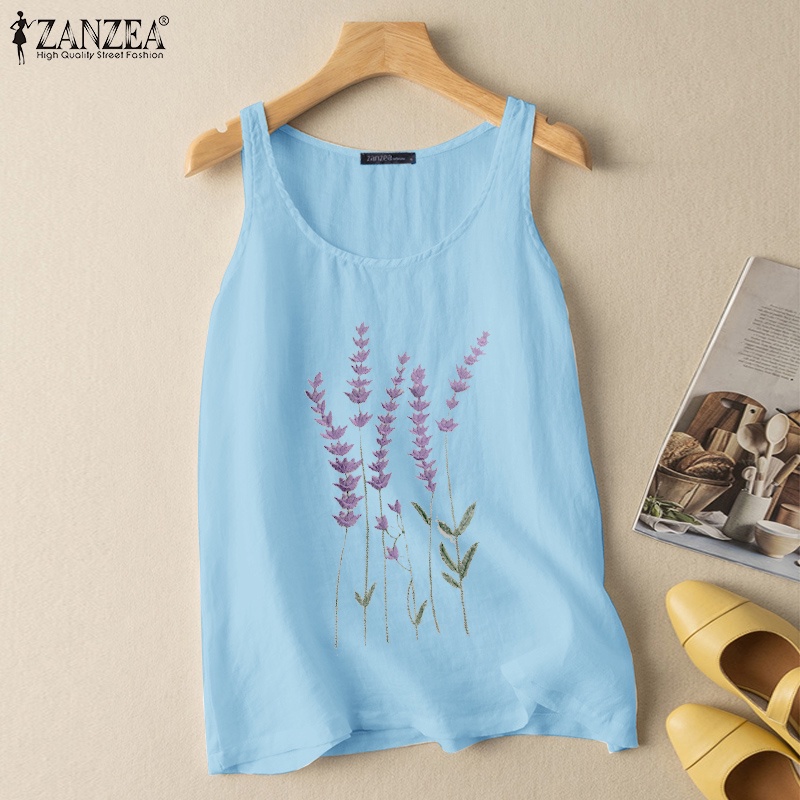 Zanzea Áo Tank Top Cổ Tròn Không Tay Thêu Hoa Thời Trang Nữ