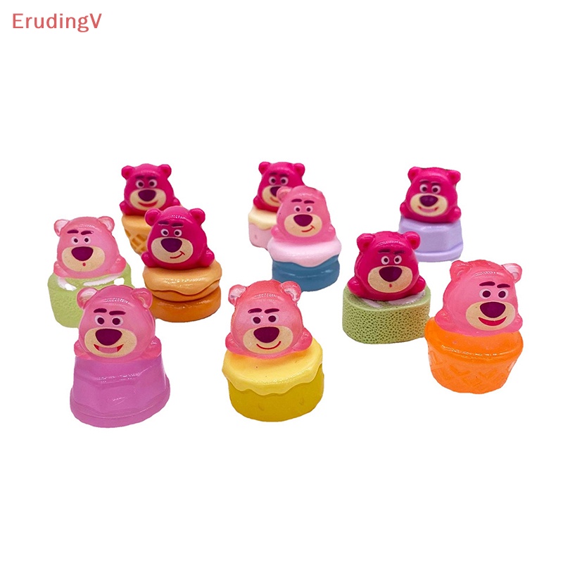 1 Đồ trang trí Gấu Và Dâu Tây Mini Phát Sáng Dùng Trang Trí Tiểu Cảnh