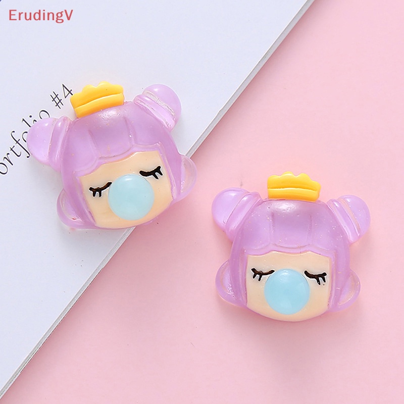 Bộ 5 Phụ Kiện Đầu Cô Gái Thổi Bong Bóng Bằng Nhựa Resin Trong Suốt DIY Cho Ốp Điện Thoại