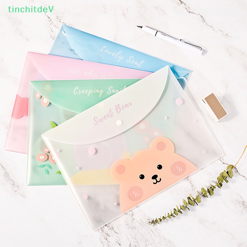 Túi Đựng Tài Liệu Khổ A4 Bằng PVC Trong Suốt Chống Thấm Nước Họa Tiết Hoạt Hình Dễ Thương