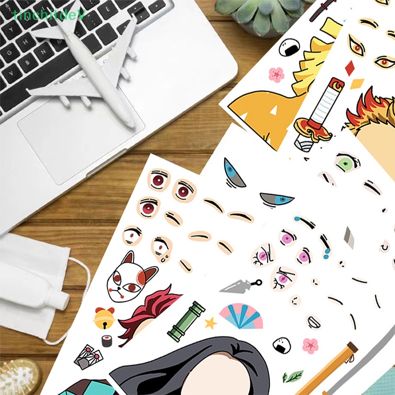 Bộ 8 Miếng Dán Hình Anime Demon Slayer Chống Thấm Nước Độc Đáo Cho Bé DIY