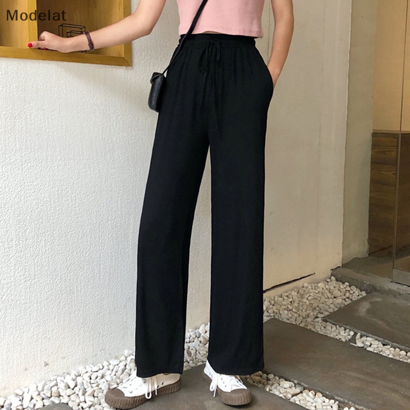 Mfc Quần ống rộng Lưng Cao Màu Trơn Phong Cách Hàn Quốc Thời Trang Mùa Xuân Cho Nữ