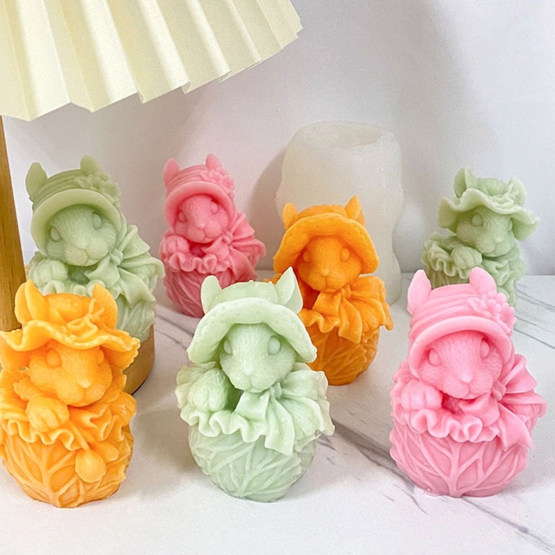 Khuôn Silicone Hình Thỏ Làm Nến Để Bàn Trang Trí