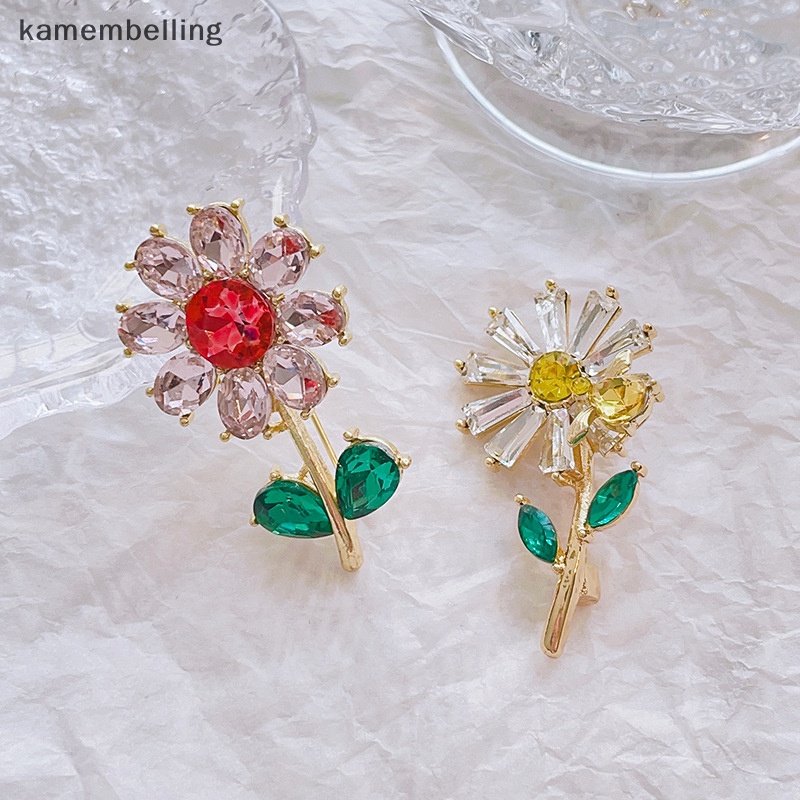 Ghim Cài Áo Hình Hoa Hướng Dương Đính Đá Zircon Màu Hồng Dễ Thương