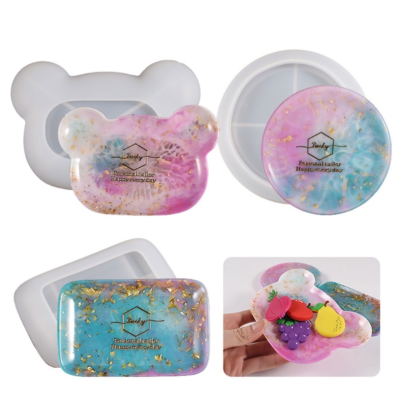 Khuôn Silicone Hình Tròn / Chữ Nhật / Gấu Dùng Làm Đồ Trang Sức DIY