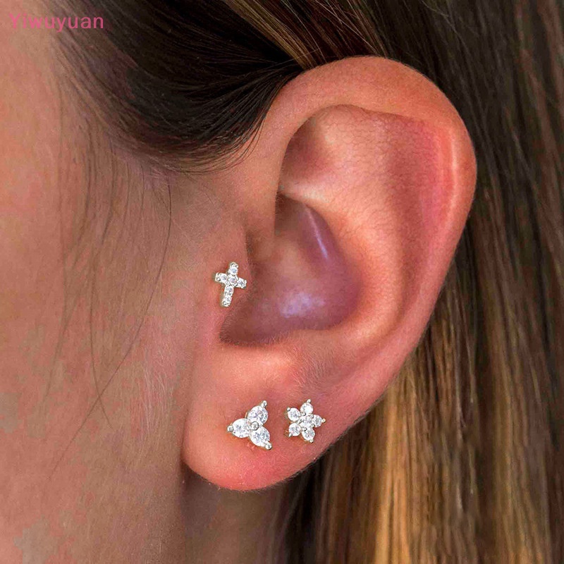 1 Khuyên Tai Xoắn Ốc Đính Đá Zircon Mới