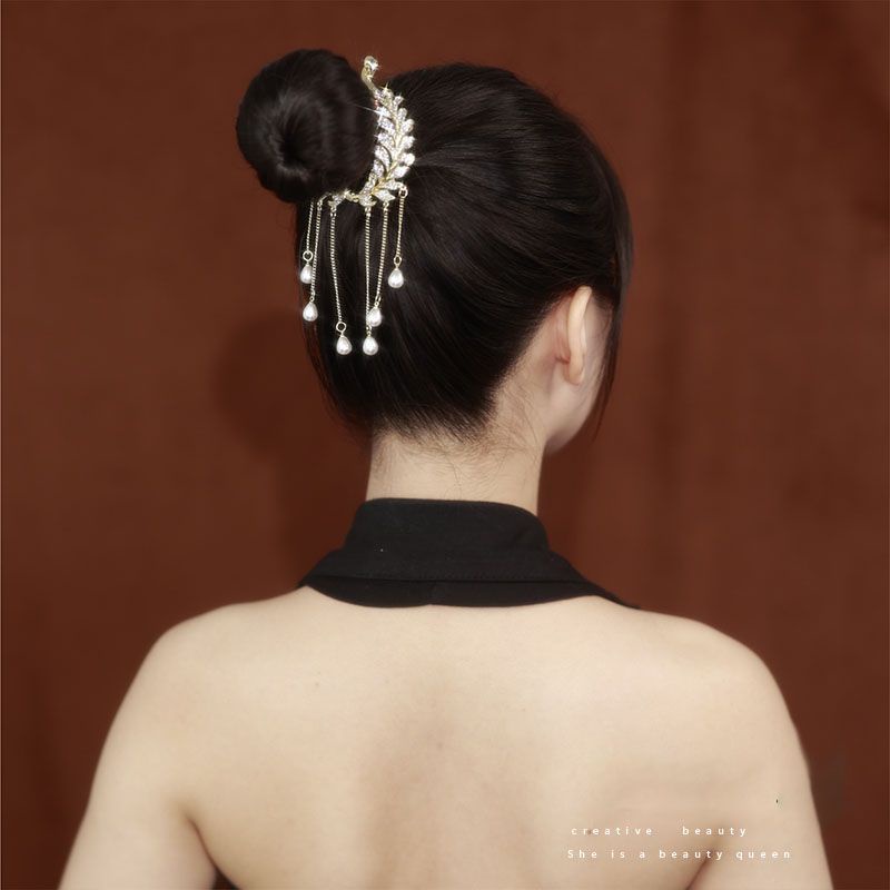 Kẹp Tóc Càng Cua / Giá Đỡ Đính Ngọc Trai / Kim Cương / Kẹp Tóc Đuôi Ngựa Thanh Lịch Cho Nữ