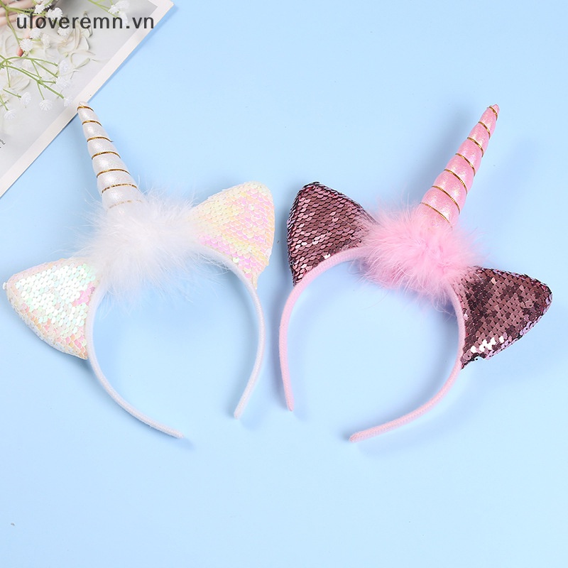 Băng Đô Hình Sừng Kỳ Lân Có Đèn LED Phát Sáng Cho Bé