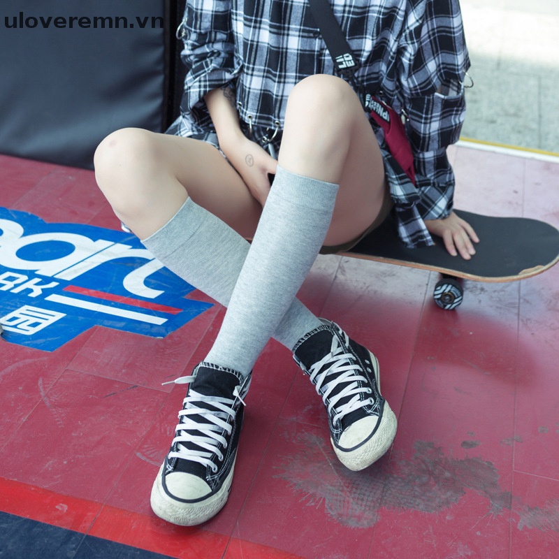 1 Đôi Tất Chân Cotton Giữ Ấm Màu Sắc Đơn Giản Cho Nữ