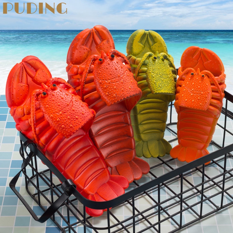 Dép Xỏ Ngón Đi Biển Chống Trượt In Hình Tôm Hùm Hoạt Hình Dễ Thương Vui Nhộn Cho Bé