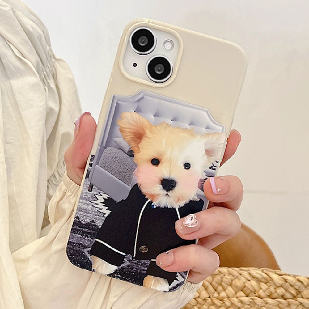 Ốp Điện Thoại TPU Mềm Chống Sốc In Hình Chú Cún Mặc Đồ Ngủ Cho IPhone 14 Pro Max 13 12 11 Pro Max XS XR 7 8 Plus