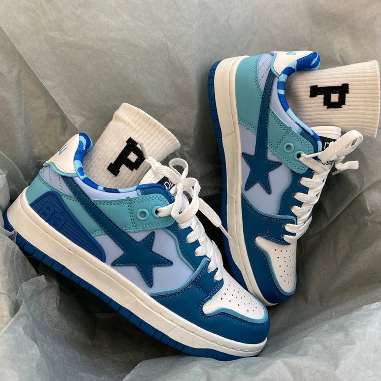 Giày Trượt Ván ins Hình Ngôi Sao Xanh Dương Màu Sắc Chống Va Chạm Luyện Tập ins Cho Nữ Sinh