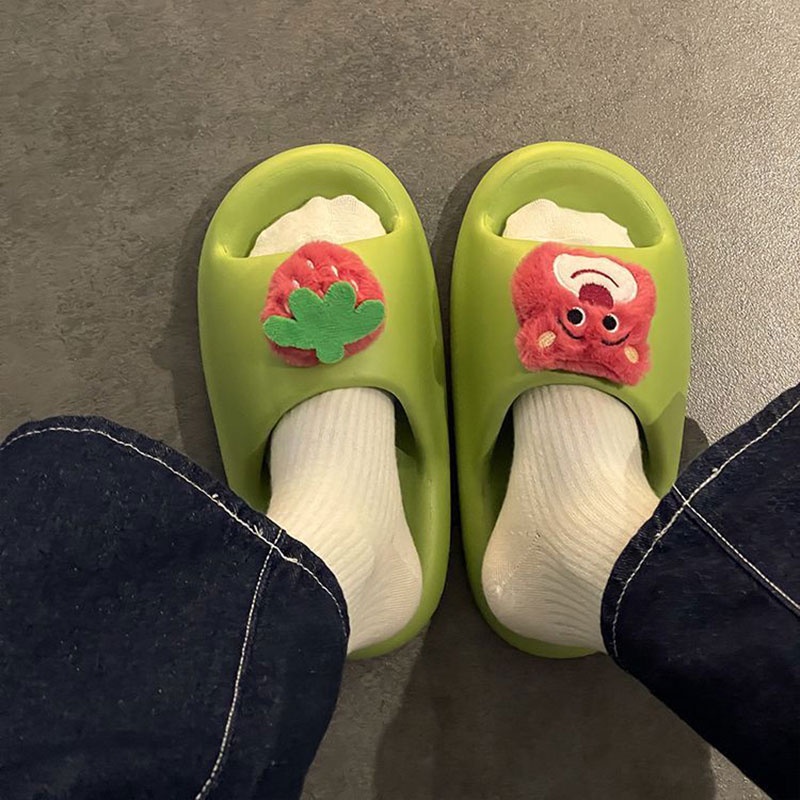 Dép Sandal Đế Bằng Chống Trượt Họa Tiết Hoạt Hình Phong Cách Hàn Quốc Cho Nữ