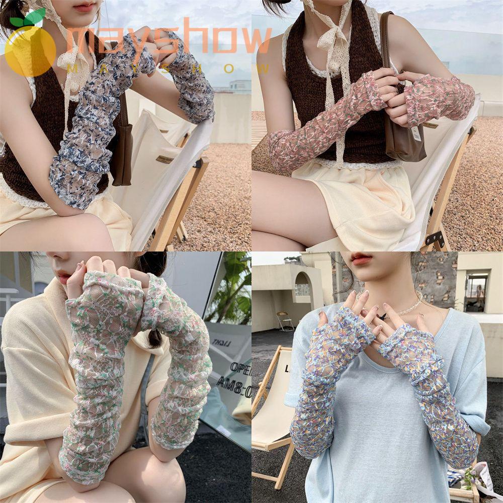 Găng Tay Thể Thao Bằng Lụa Lạnh Mỏng Dáng Rộng Dành Cho Bạn Nữ Hoạt Động Ngoài Trời