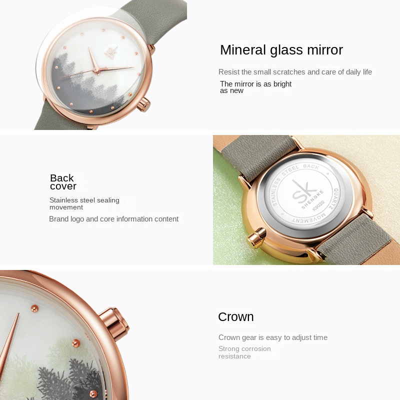 Đồng Hồ Đeo Tay Mặt Tròn Đính Đá Thời Trang Cho Nữ