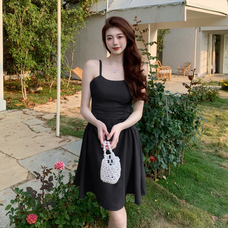 Đầm Hai Dây Mỏng Phong Cách Hepburn Pháp Thời Trang Mùa Hè 2023 Mới