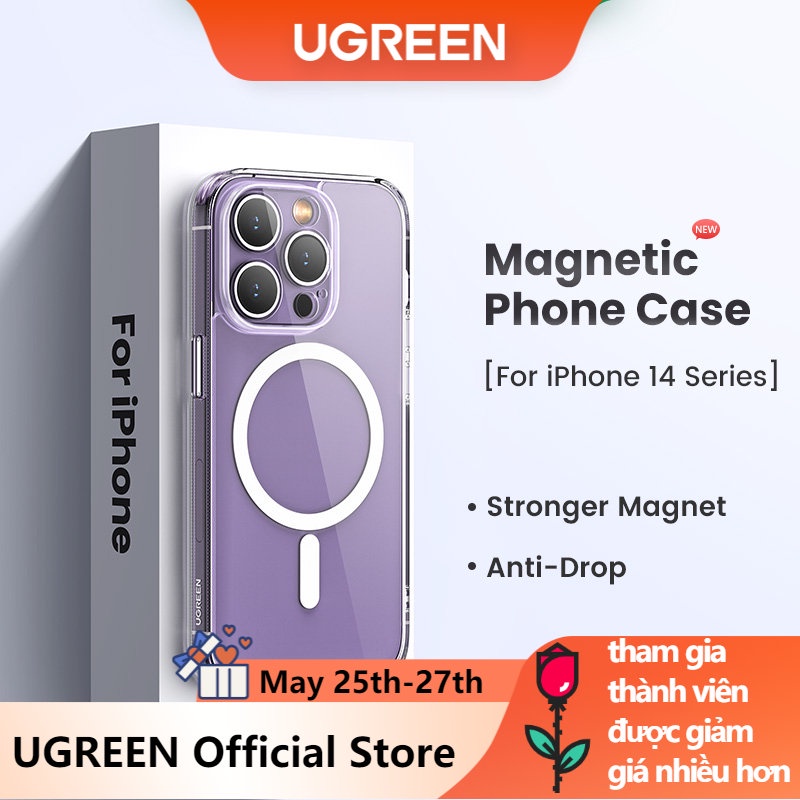 Ugreen Ốp Điện Thoại Trong Suốt Từ Tính Chống Va Đập Cho iPhone 13 14 Pro Max