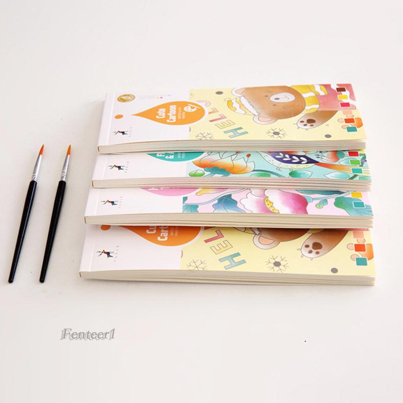 [Fenteer1] Sách Tô Màu Nước Bỏ Túi Kèm Cọ Cho Người Mới Bắt Đầu