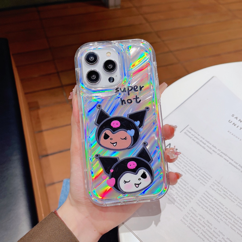 Ốp Điện Thoại TPU Mềm Trong Suốt Họa Tiết Kuromi Hoạt Hình Cho iPhone 12 13 14 Pro Max