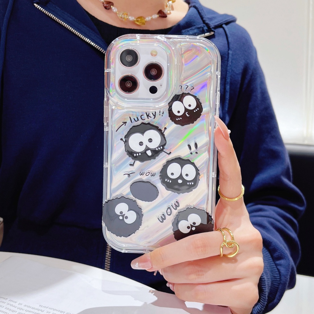 Ốp Điện Thoại TPU Trong Suốt Màu Laser Họa Tiết Hoạt Hình Cho iPhone 12 13 14 Pro Max