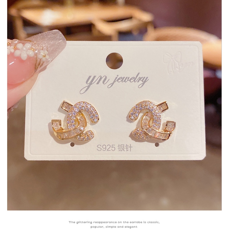 Bông Tai Bạc Hình Chữ Thập Đính Đá Zircon Sang Trọng