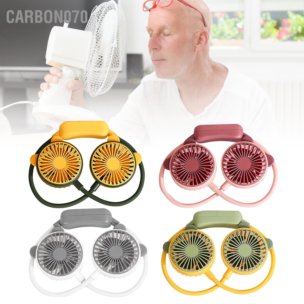 [Hàng HOT] Quạt đeo cổ mini di động sạc USB gấp gọn tiện lợi cho văn phòng du lịch【Carbon070】